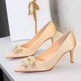 thumbnail image 3 of Women Pointed Toe Stiletto High Heels 7CM Wedding Pumps Rhinestones Pearls Flower Lace Netting for Bride Prom Party, 3 of 6