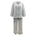thumbnail image 6 of Pyhlmscde Women's 2 Piece Cotton Linen Casual Set, Long Sleeve Lounge Sets for Women, Lounge Sets for Women, 2 Piece Sets for Women, 6 of 6