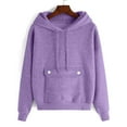 thumbnail image 5 of Bloomae Fashion Hoodie Sweatsuits for Women Trendy Oversized Long Sleeve Hooded Pullover Sweatshirts and Loose Comfy Jogger Sweat Pants Two Piece Outfit Loungewear Sets with Pockets Purple L, 5 of 7