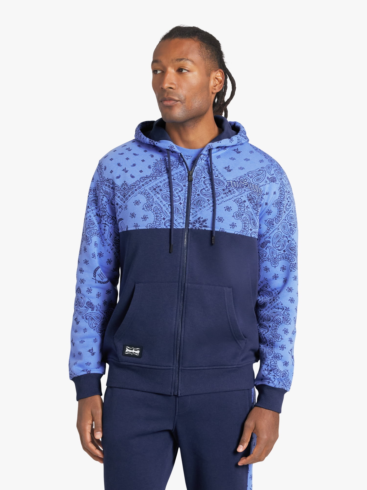 Dogg Supply by Snoop Dogg All-Gender Men's and Women's Bandana Print Zip Front Hoodie, Sizes XS-3XL