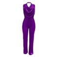 thumbnail image 5 of Fsqjgq Jumpsuits for Women Purple Rompers Overalls Fashion Petite Jumpsuits for Women Shiny Jumpsuit Elegant Shiny Straight Trousers Jumpsuit Nightclub Night Wear One Piece Jumpsuits for Women L, 5 of 6
