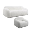 thumbnail image 3 of Roundhill Furniture Adell Polar Bear 2-Piece Living Room Set, Sofa and Swivel Chair, Ivory White, 3 of 9