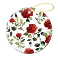 thumbnail image 3 of Watercolor Roses Floral Ornament Red Rose Flower Floral Double Sided Porcelain 3 Inch Xmas Holiday Keepsake Christmas Tree Decoration Housewarming Gift, 3 of 5