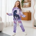 thumbnail image 3 of Uorisanigo 2 PCS Outfit Boys Girls Western Horse Purple Pullover Hoodies Sweatshirt and Sweatpants Suit for Kids Tracksuit Set, Loose Fall Winter Sweatshirts and Pants Outfits, 3 of 7