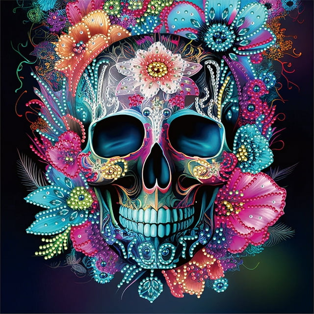 Pintura de diamante 5D DIY Kit de taladro en forma especial parcial Calavera Decoración para el hogar (XD059)