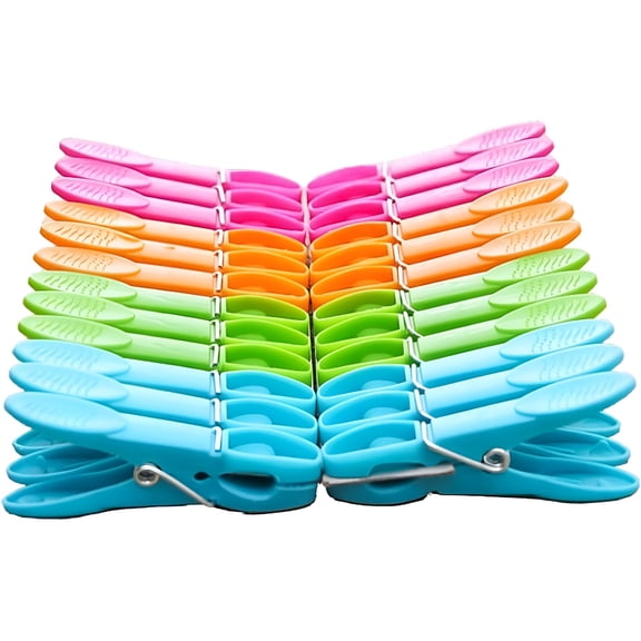ACDANC (24 Pack) Colorful Plastic Clothespins,Heavy Duty Laundry Clothes Pins Clips with Springs,Air-Drying Clothing Pin Set
