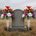 thumbnail image 4 of Artificial Peacock Rose Cemetery Flowers, Memorial Grave Decoration Bouquet with Vase, Fade Resistant Outdoor Floral Arrangement for Cemetery Holiday Tribute Remembrance, 4 of 7