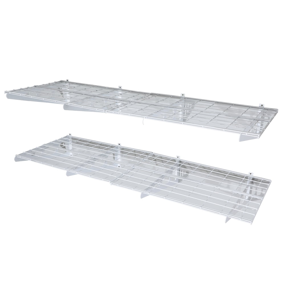 Kepooman Wall Mounted Heavy Duty Shelf Floating Garage Storage Rack, 24" x 72", White Kepooman Wall Mounted Heavy Duty Shelf Floating Garage Storage Rack, 24" x 72", White
