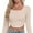 06-Apricot, variant on PINKSIR Women's Knitted Solid Crop Top with Square Neck and Fitted Asymmetrical Hem Light Gray L