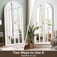 thumbnail image 2 of 71"x31"x1" Solid Wood Mid-Century Full-length Mirror Right Angled Arched Mirror without Bracket , White, 2 of 9