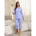 thumbnail image 7 of MINTREUS Women's Pajama Set Three-Quarter Sleeve Pajama Top and Pants Two-Piece Set Summer Loungewear, 7 of 7