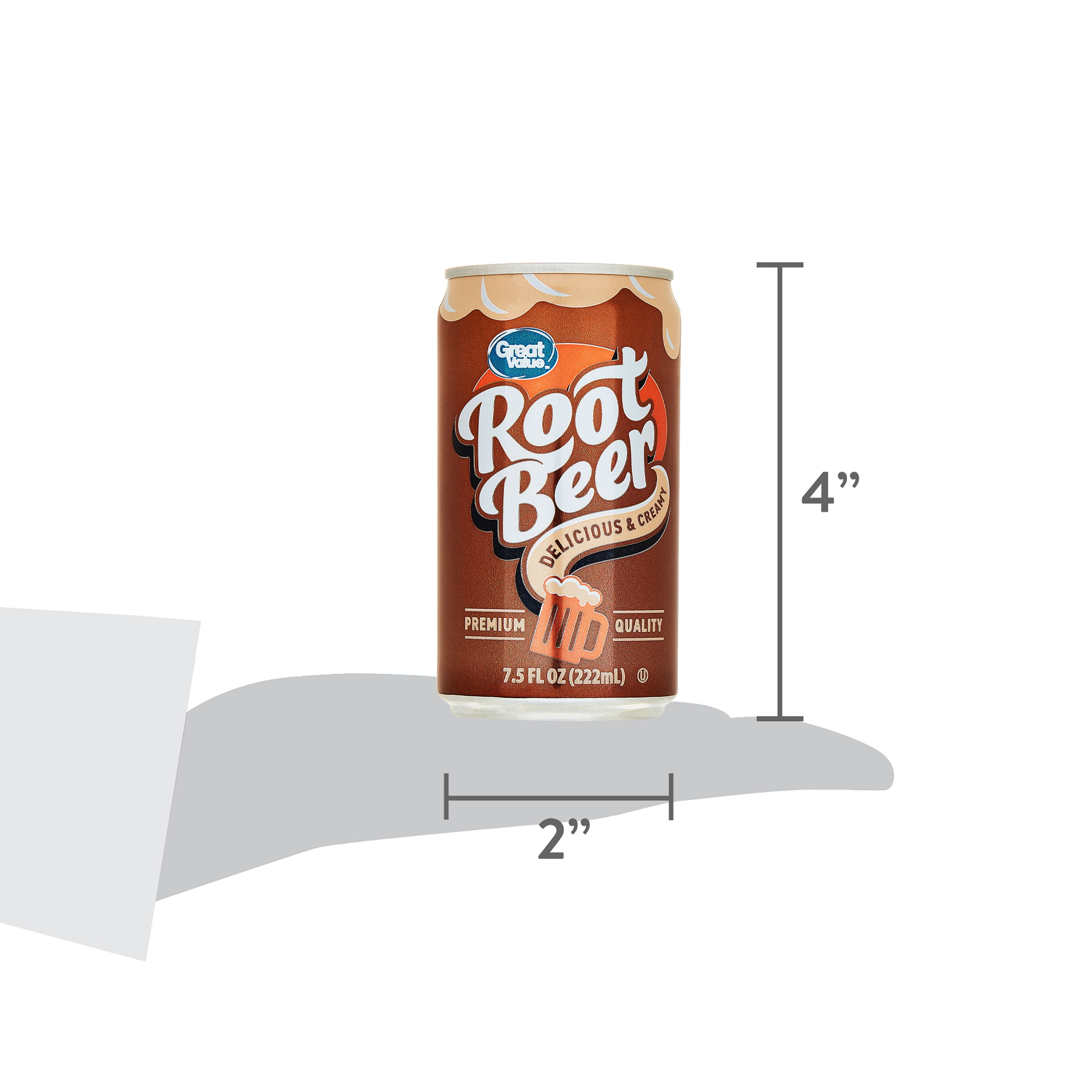 (4 pack) Great Value Root Beer Soda Pop, 7.5 fl oz, 6 Pack Cans