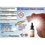 Vitamin D3 Liquid Complex Organic D3 K2 5000iu 270 Servings from Herbal Nutrition