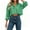 Green, variant on Women Button Down Cropped Shirts Long Sleeve Casual Solid Lapel Blouse