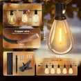 thumbnail image 3 of Mylorn Solar Outdoor String Lights 60FT, S14 LED Bulbs 25+1, 2700K Warm White Dimmable with Remote, 3 Modes, 2FT Spacing, Patio Lights for Balcony Cafe Yard Garden Decor, 3 of 9