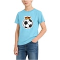 thumbnail image 2 of hengsof Boys' Summer Soccer Pattern Print Crew Neck Short Sleeve Casual T-Shirt Stylish Children's Everyday Top, 2 of 7