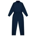 thumbnail image 4 of iiniim Kids Girls Casual Jumpsuit Rompers One Piece Long Sleeve Half Zip Overalls Cargo Pants Navy Blue 12, 4 of 7