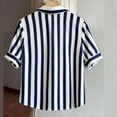 thumbnail image 7 of Admvng Women's Striped Shirt Lapel V Neck Short Sleeve Front Twist Knot Casual Summer Blouse Tops, 7 of 7