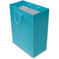thumbnail image 3 of OccasionAll- Small Turquoise Solid Teal Paper Gift Bags with Handles for Birthday Parties 12 Pcs 6x3x7.5, 3 of 5