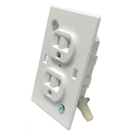 Enchufe eléctrico US Hardware E-162C dúplex blanco 6x11 cm