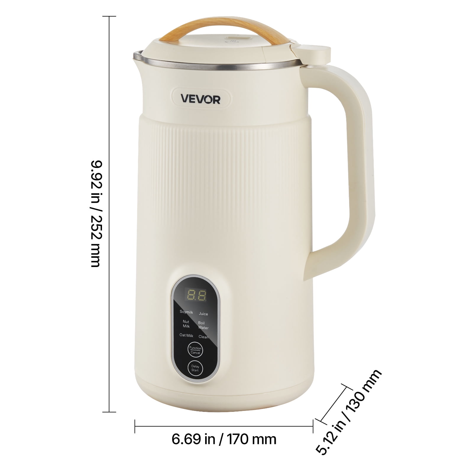 VEVOR 6-in-1 Nut Milk Maker, 20 oz Soy Milk Maker Machine with 6 Blades, for Homemade Oat, Nut, Soy, Juice, Plant-Based and Non Dairy Beverages with High-Temp Self-Cleaning, Boil Water, 12-Hour Delay