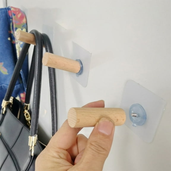 HONMEET 4pcs Solid Wood Hat Racks for Baseball Caps Wall Mounted Hangers Home Decor Khaki