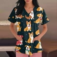 thumbnail image 5 of Women Scrub Pants, Cute Animal Printed Casual Short Sleeve V Neck Carer Working Uniform Nurse Shirts With Pockets Scrubs For Tops Womens Plus Size Dressy Tops Tank Tops Short (3XL, Orange) ZMTing, 5 of 5