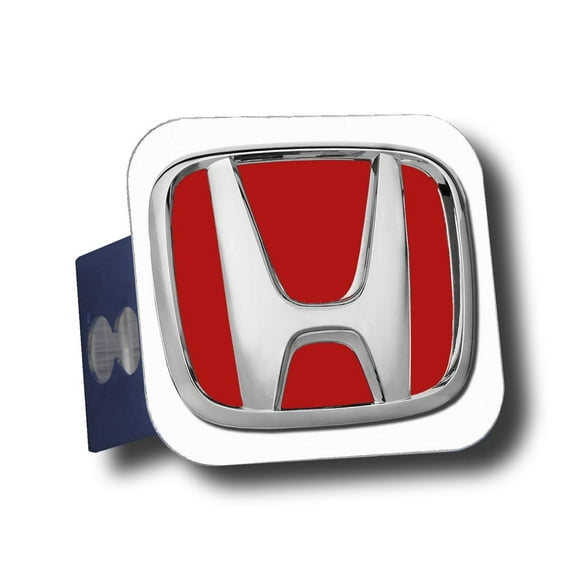 Automotive Gold Trailer Hitch Cover T.HON.R.C Fits 2 Inch Receiver; Honda Logo; Chrome With Red Fill; Stainless Steel