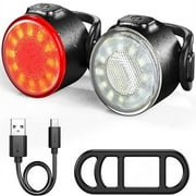 Bike Lights Front and Rear USB Rechargeable Bicycle Safety Lights Commuting/Road Cycling LED Bike Lights and Taillight Super Bright Bike Light Set