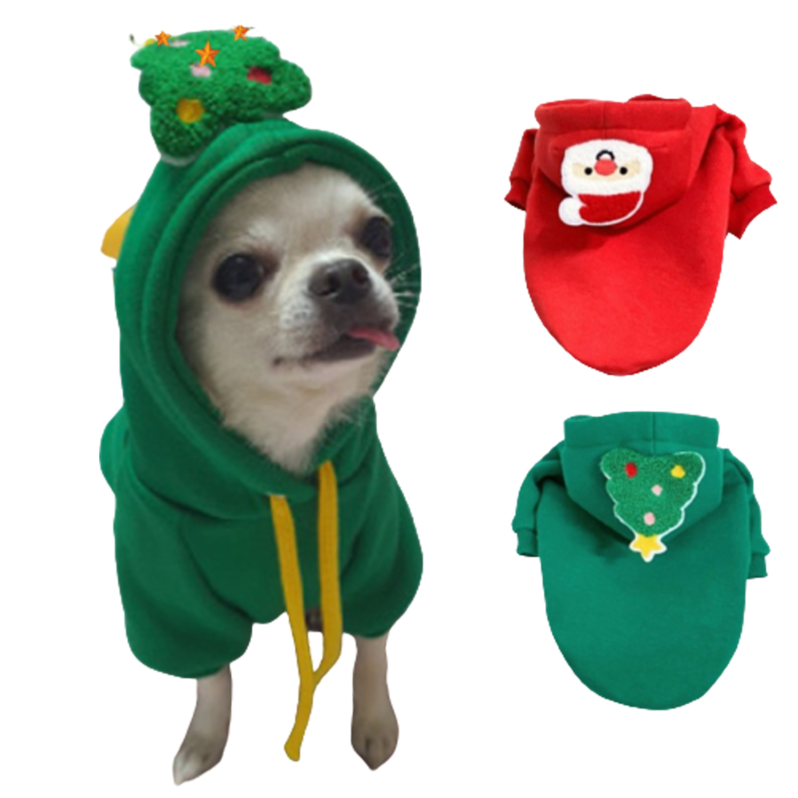 Bobasndm Pet Christmas Hooded Dog Costume with Hat,Winter Coat Christmas Costume for Teddy