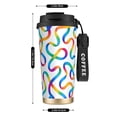 thumbnail image 3 of Stainless Steel Coffee Cup 7.7×2.6×3.5in Tapered Design Nylon Woven Wrist Strap Portable Durable Cup Bottom With Non-Slip Sticker Rainbow-Colored Seamless Ribbon Pattern, 3 of 8