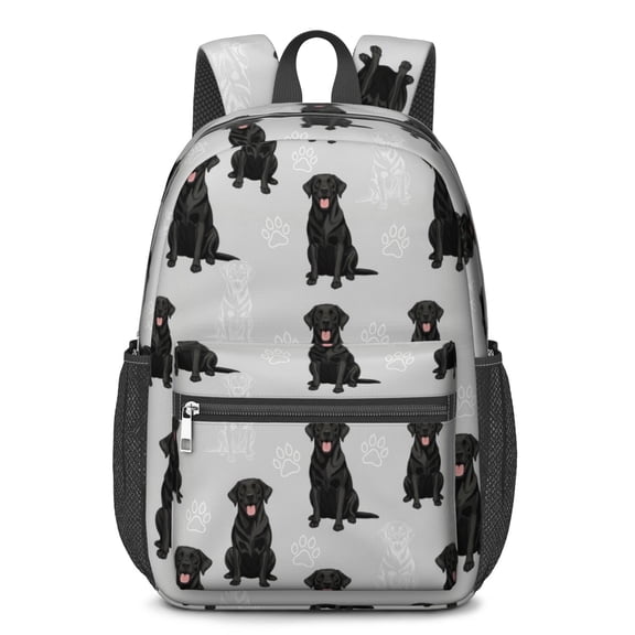 Labrador Retriever and Dog Paw Print 17" School Backpacks for Teens,Waterproof Oxford Fabric,S-Shape Padded Straps for School,Travel,Hiking,Camping