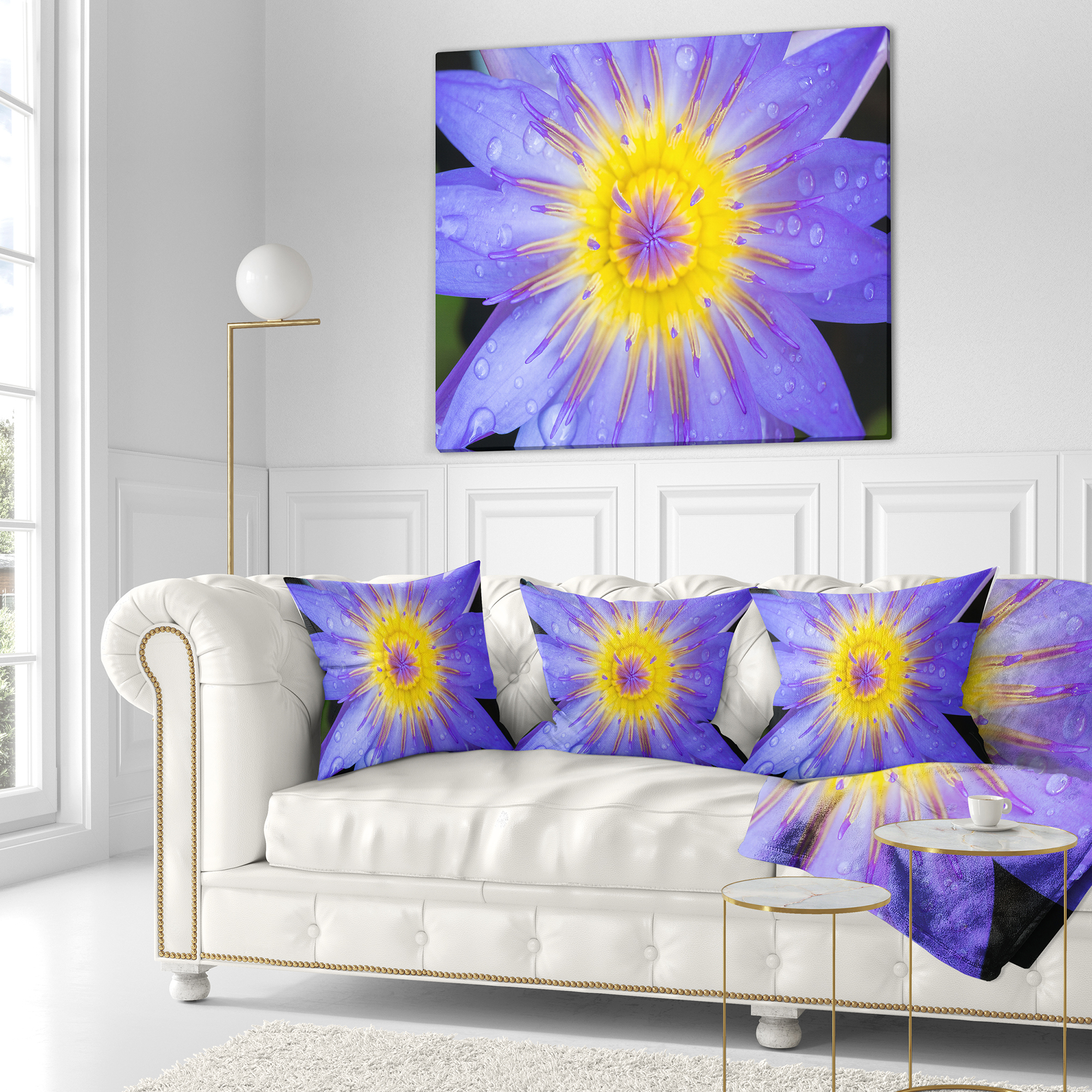Designart Blooming Violet Lotus Close up - Flowers Throw Pillowwork - 16x16