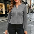 thumbnail image 2 of Tqcoqu Womens Long Sleeve Zip Up Jacket,Lightweight Fashion Jacket Sculpted Seams Casual Outerwear,Gray Women's S-XXL, 2 of 8