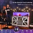 thumbnail image 3 of HOMCOM Farmhouse Coffee Bar Cabinet with LED Lights and Sliding Barn Doors, 55" Wine Bar Cabinet with Wine Racks and Glass Holder, Distressed White, 3 of 9
