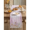 thumbnail image 3 of Summer Beach Table Runner, Sea Star Shell Seanut Gravel Pink Wood Grain Cotton Linen Kitchen Table Decoration Washable Dining Tabletop Runners for Home Party Decor 14x72 Inches, 3 of 9