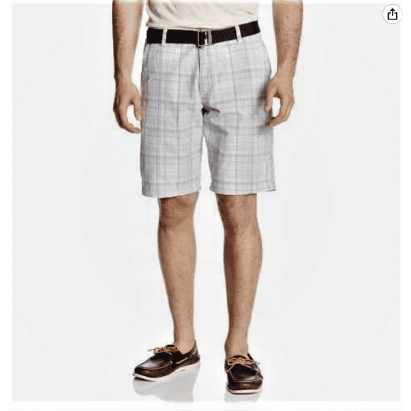 Lee Men's Belted Venice Flat Front Short, Gray Spalden, Sz. 38