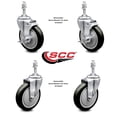 thumbnail image 2 of 5 Inch Blue Polyurethane Wheel Swivel 10mm Threaded Stem Caster Set 2 Brake, 2 of 2