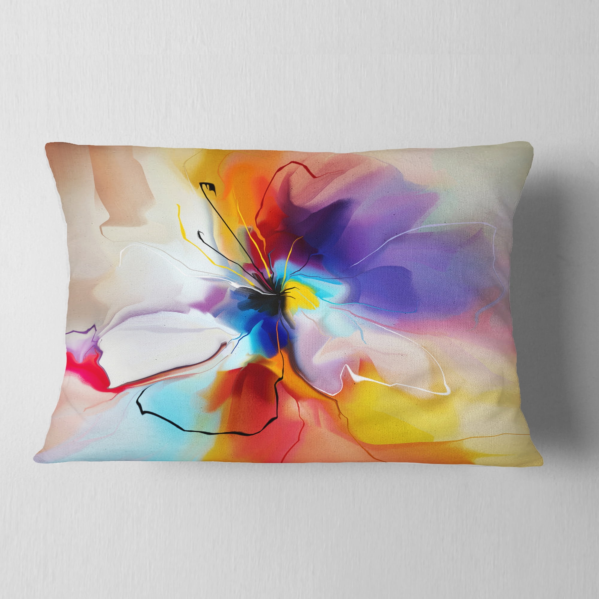 Designart Creative Flower in Multiple Colors - Floral Throw Pillow - 12x20