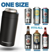 Frost Buddy Universal Can Cooler - Fits all - Stainless Steel Can Cooler for 12 oz & 16 oz Regular or Slim Cans & Bottles - Stainless Steel