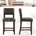 thumbnail image 3 of Gymax 4-Piece PVC Leather Counter Height Bar Stool Set w/ Back & Rubber Wood Legs Brown, 3 of 9