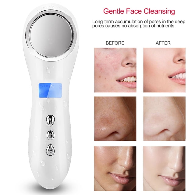 Masajeador facial anti-arrugas Terapia de Ultrasonido Calor y Frío para Estirar la Piel masajeador piel para rejuvenecimiento de la piel Cuidado Facial(blanco) Protección de La Piel Fugacal NO
