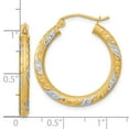 thumbnail image 4 of Primal Gold 14 Karat Yellow Gold with Rhodium-plated Diamond-cut and Satin Hoop Earrings, 4 of 4