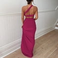thumbnail image 4 of CHUMUD Skirt Sets for Women 2 Piece Outfits Summer Y2k Strapless One Shoulder Crop Top High Slit Skirt Bodycon Maxi Long Skirt Suit Night Out Set, 4 of 9