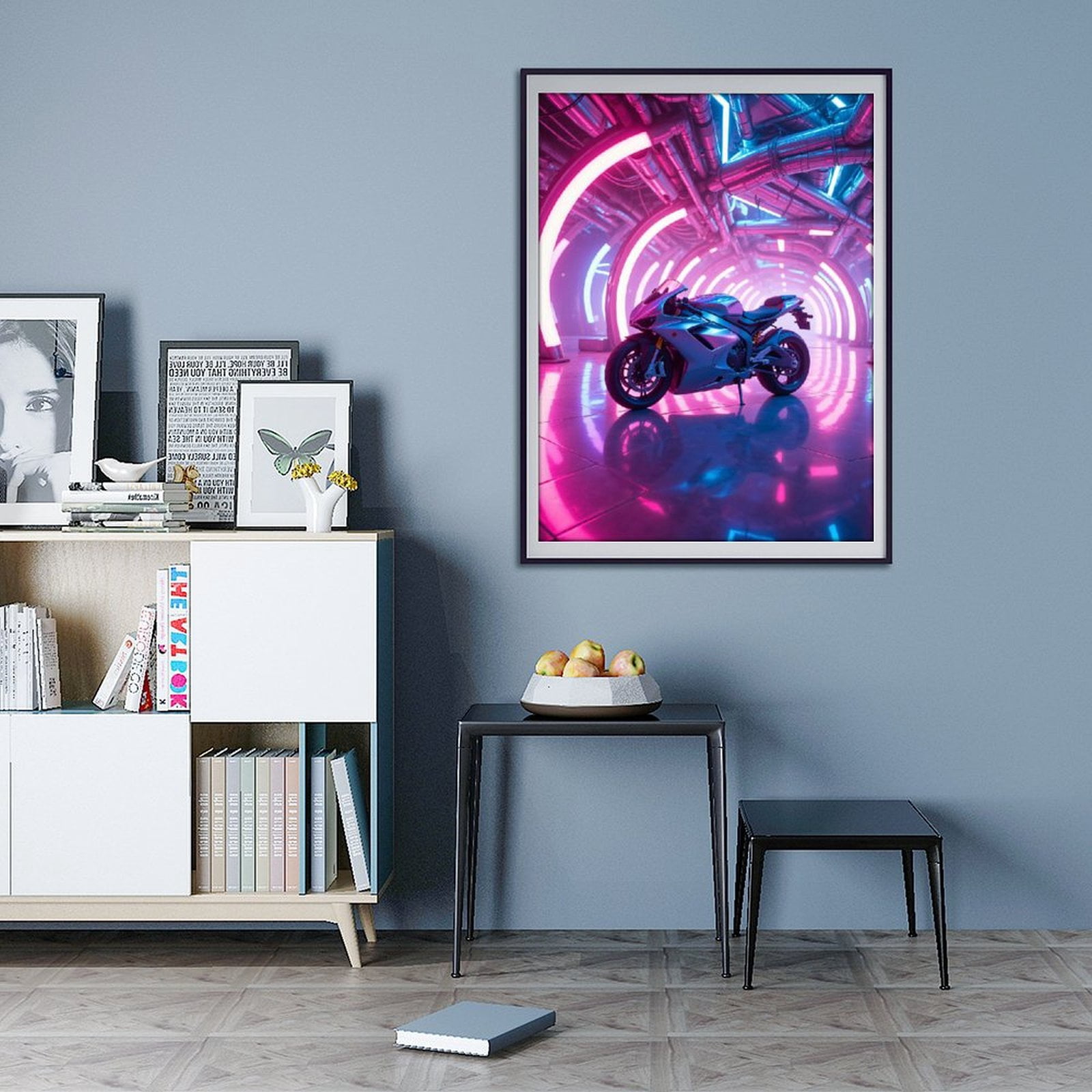 Diamond Art Kit for Adults, Neon Tunnel Futuristic Motorcycle Diamond Painting for Adults Beginners, DIY Diamond Art Painting Kits, 5D Diamond Painting Crafts for Home Decor 12x16 Frameless