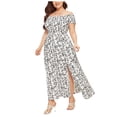 thumbnail image 1 of Vestido HUOGUO para mujer, talla grande, hombros descubiertos, estampado floral, 1 of 5