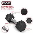 thumbnail image 3 of CAP Barbell, 75lb Coated Hex Dumbbell, Single, 3 of 7