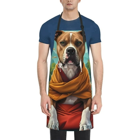 

Naloa Meditating French Bulldog Apron Kitchen Aprons with Pockets for Women Men Chef