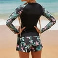 thumbnail image 4 of Hicidod Womens Swimsuits Two Piece Rash Guard Long Sleeve Swimwear Uv Upf 50+ Bathing Suit Fashion Print Swim Shirt with Boyshort Bottom, 4 of 9
