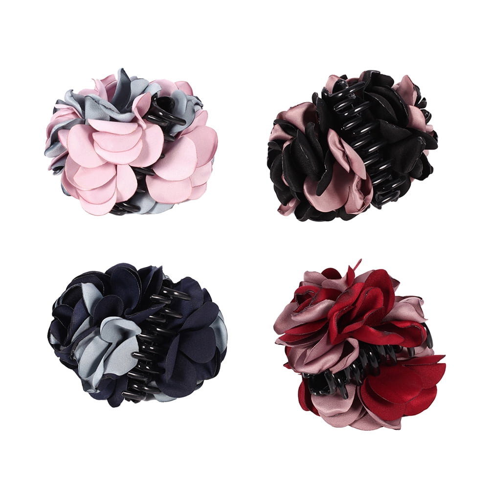 Gift Hairgrips Headwear Bow Hair Claw Rose Flower Chiffon Barrette Hairpins 